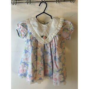 Rare Editions infant dress 18m USA lace flowers ruffles Vintage